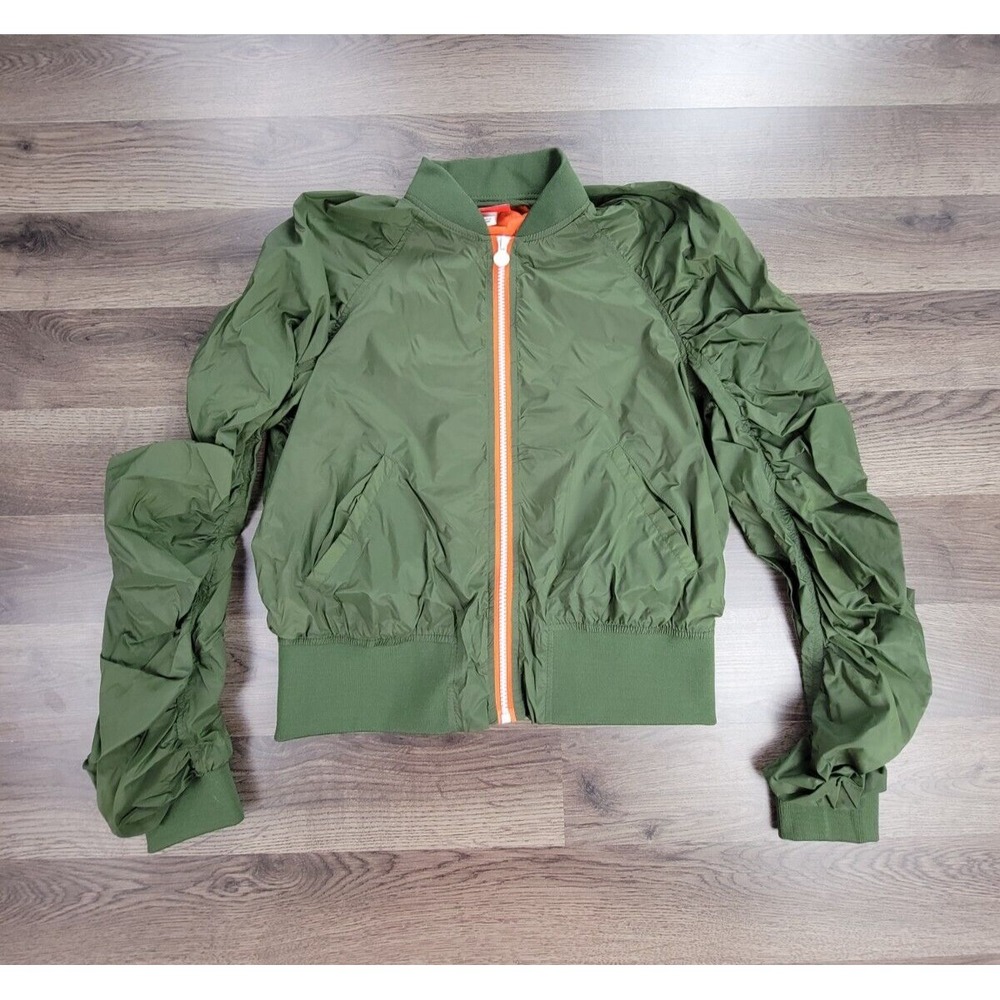 Hunter for Target Ruched Sleeve Windbreaker Bomber Jacket Olive Green Size Small